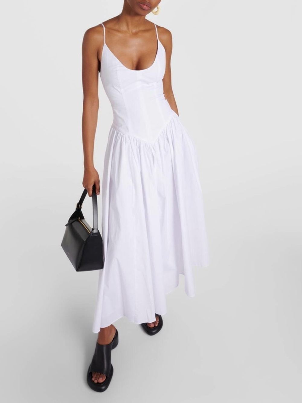 STAUD Dena Drop-Waist Dress - White